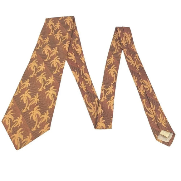 Tommy Bahama Men's Woven Silk Necktie Palm Trees Made in USA Brown Burnt Orange - Picture 3 of 10